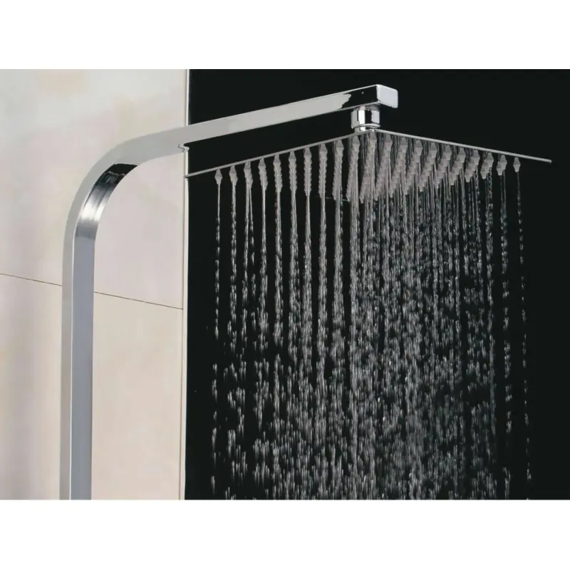 Large Waterfall Chrome Square Dual Shower Head Riser Rail Luxury Bathroom Set 6