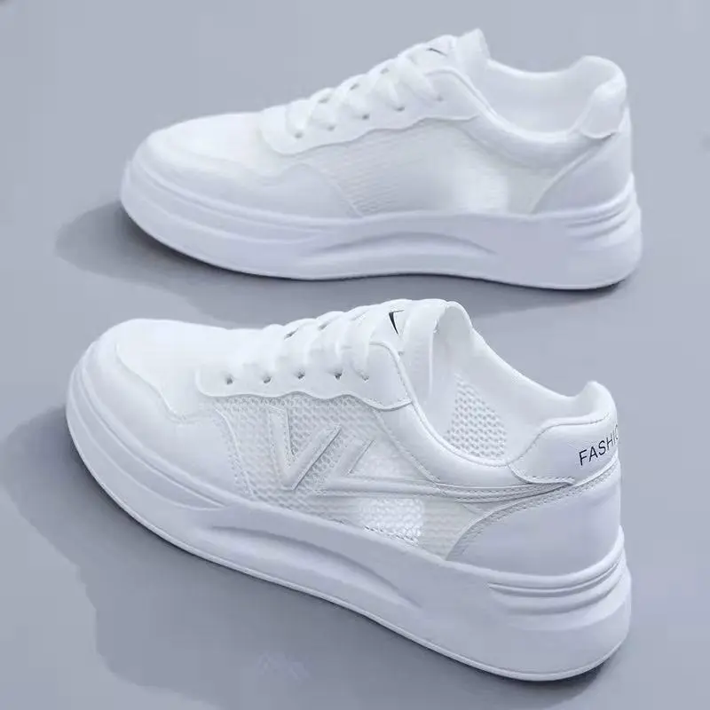 Little white shoes women 2024 new women's shoes summer all flat mesh breathable thin casual board shoes ins tide Walking Shoes Girl Trainer Sports Shoes Runner Training Footwear Running Athletic Sneaker Closed 1