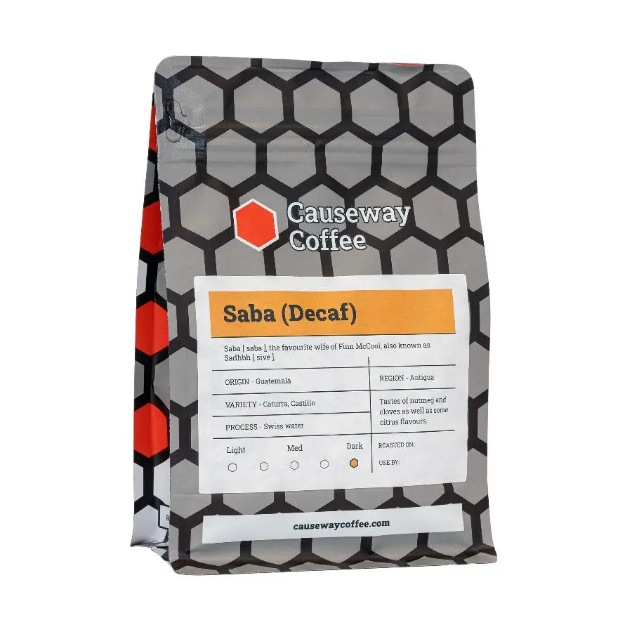 Causeway Coffee Saba (Decaf) - Ethically Sourced Speciality Coffee from Guatemala, roasted and packed in the UK