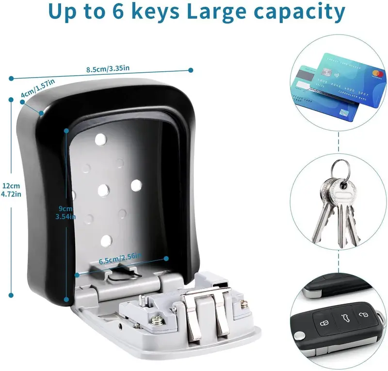 Key Safe Wall Mounted, Medium 85 x 119 x 36 mm, Outdoor, Mounting Kit, for Home Office Industries Vehicles 7