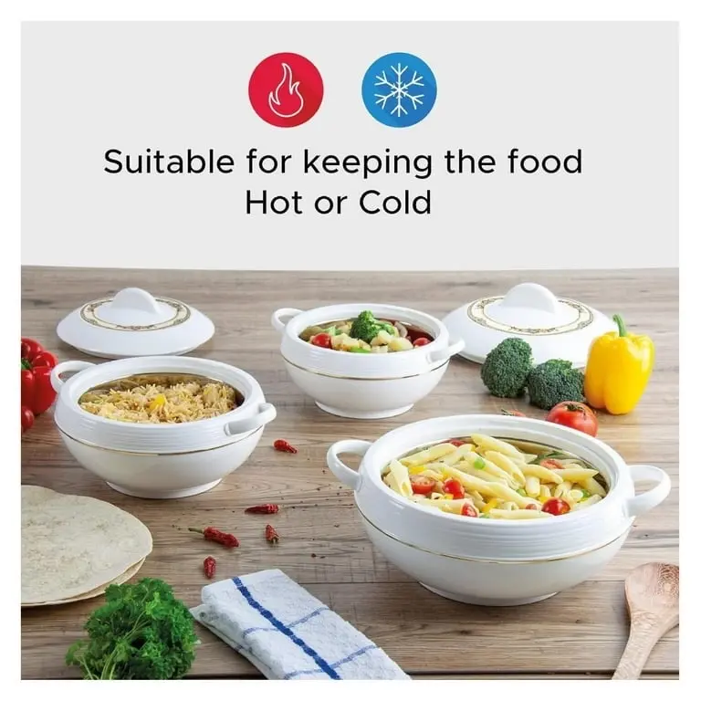3pc Ambiente Casserole Set - Round Thermal Hotpot for Food Warmer, 3 Sizes (1.2L , 1.6L , 2.5L ) - Cookware 8