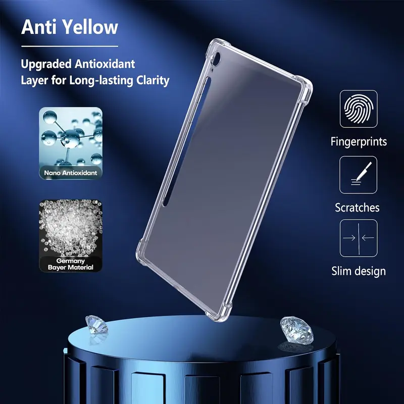 Case for Samsung Galaxy Tab S9 FE 10.9-Inch 2023 (SM-X510/X516B/X518U), Ultra Slim Soft Flexible Transparent TPU Skin Bumper Back Cover Shell for Samsung Galaxy Tab S9 FE 2023, Clear Accessories Computer Tablet Handheld Protection Protective Casing 4
