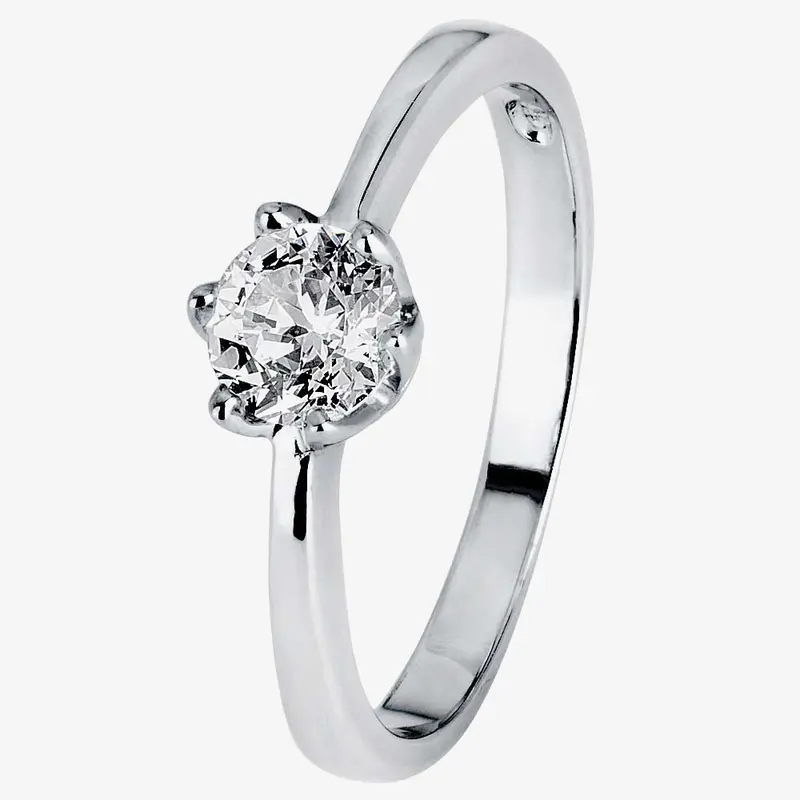 Starbright Silver 5mm Six Claw Round Cubic Zirconia Ring R3227(5M) 3A (56) 0