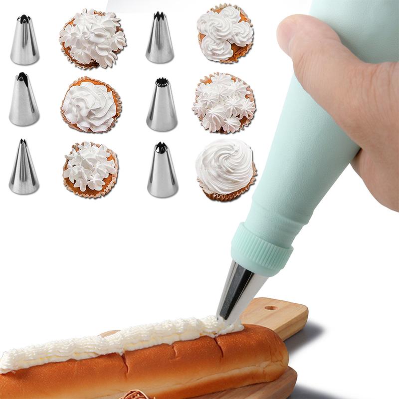 Set(15pcs) Scraper Mounted Mouth Set Silicone Cake Cream Pattern Smooth Modeling Tool Household Baking Tool 1