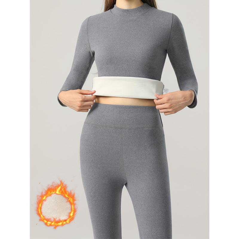 2pcs, Autumn And Winter Warm Suit For Women, Including Warm Base Top And Pants, Thermal Wear For Fall And Winter Womenswear Underwear 2