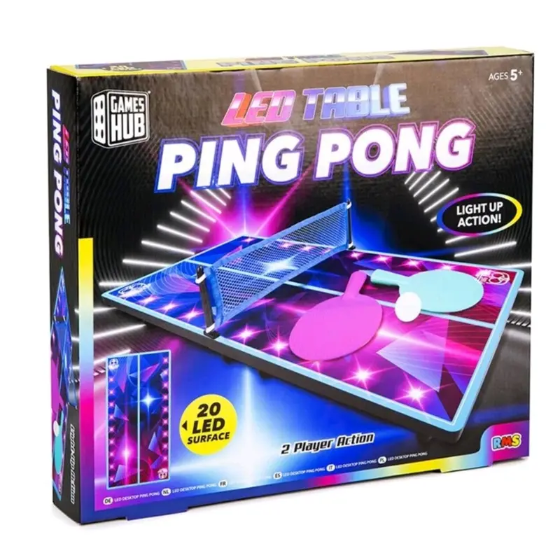 Tabletop Ping Pong Light Up Action, Play Surface includes 20 LED Lights, For Ages 5+ 0