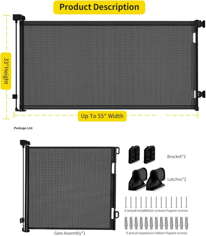 Sterzeal Retractable Stair Gates for Baby and Pet - Safety Gates for Indoor/Outdoor Use, Stairs, Hallways, and Doorways 1