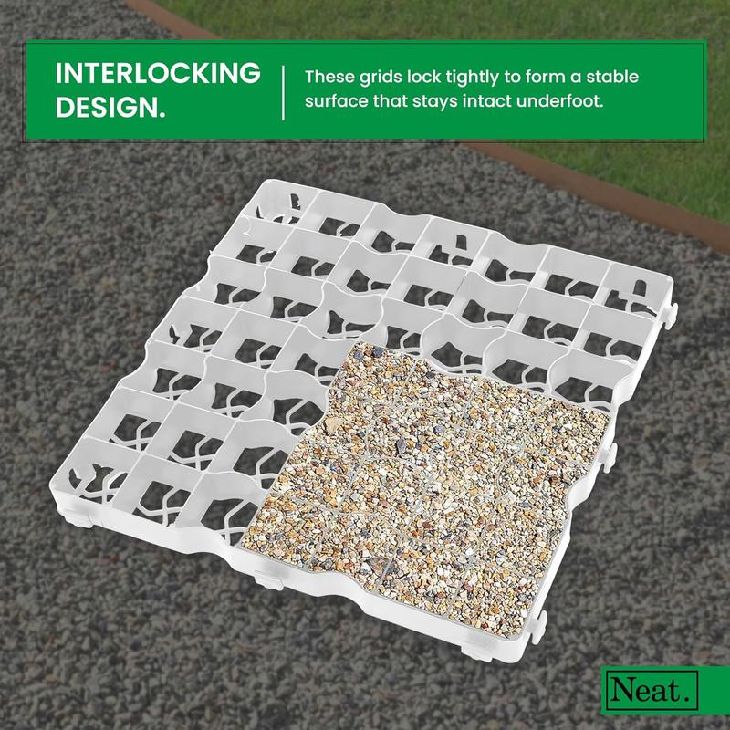 Neat Plastics Coloured Gravel/Grass Grid Paver Mat for Garden, Shed, Driveway, Turf, Lawn & Greenhouse Path Base - Durable Plastic Grid Available in Gravel Sand & Grass Green 8