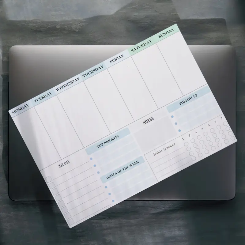 weekly To do list Notepad l A4 Tear-off weekly calendar Productivity Organizer office home + hourly schedule l desk planner l back to school l checklist l notepads task & goal planning l portable l plan l Desk accessories Stationary Agenda Study busy time 3