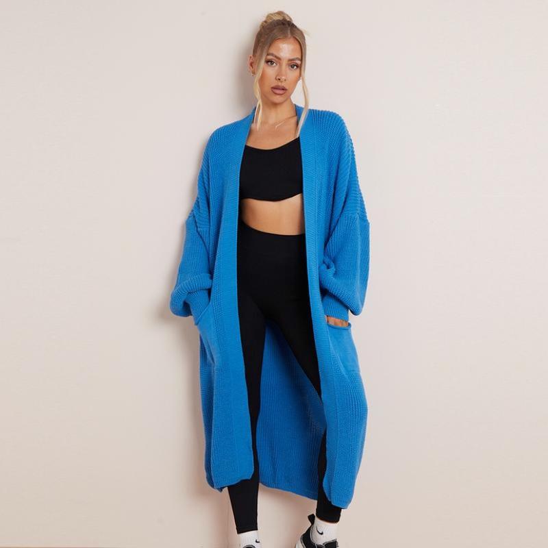 WOMENS LONGLINE BALLOON SLEEVE KNITTED CARDIGAN WITH POCKETS 8