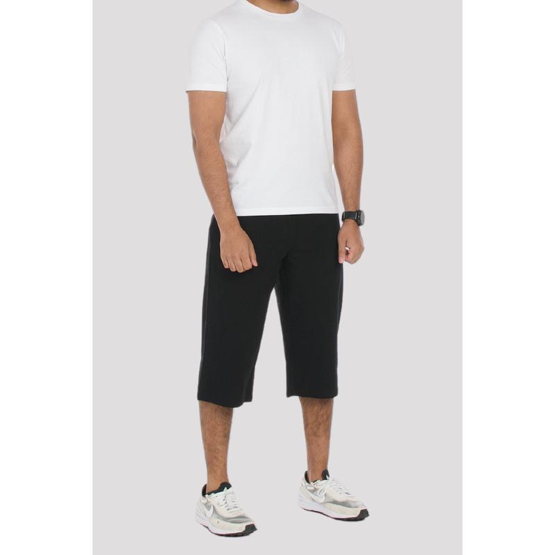 Black Linen & Cotton 3/4 Shorts 3