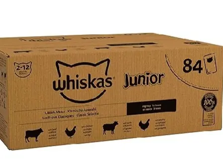 Whiskas Junior Classic Selection in Gravy 84 Pouches, Wet Kitten & Cat Food, Selection of Beef, Lamb, Chicken & Poultry, Megapack (84 x 85 g)