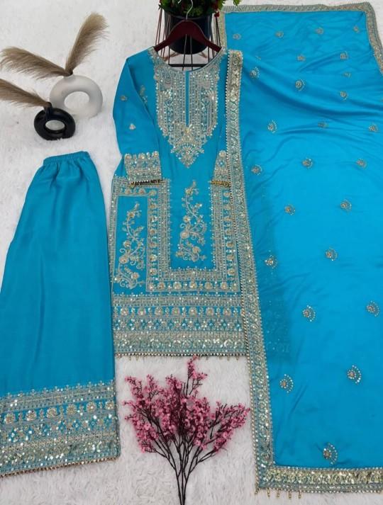 Product Introduction of Beautiful Pakistani Plazzo Suit with Heavy Embroidery and Matching Duppatta for Women - Traditional Clothing - Menswear 6