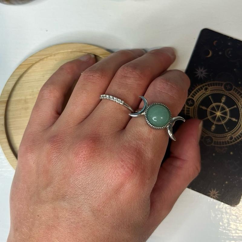 Triple Moon Crystal Rings - Adjustable Back, Different Crystal types 2