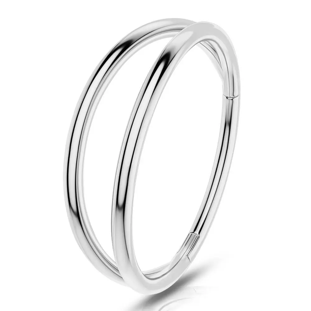 Oufer 18G Double Hoop Hinged Segment Nose Ring 316L Stainless Steel