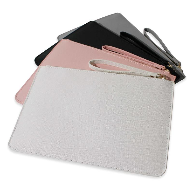 Ladies' Leather Wristlet Purse with Zipper, Small Cosmetics Pouch, Travel wallet, PU Leather pouch available in black, grey, pink, oyster & white 1
