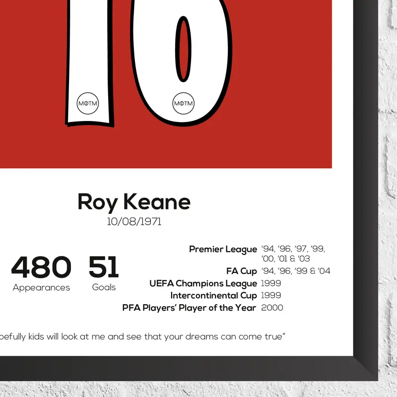 Roy Keane Legend Stats Football Print 1