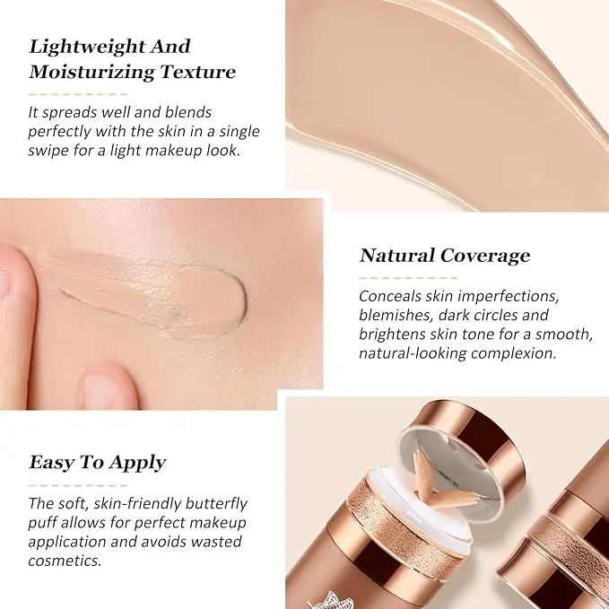 Air Cushion BB Cream, Lightweight Moisturizing Foundation Face Makeup, Natural Matte Concealer for Dewy Finish - Cosmetic, Moisturize 3