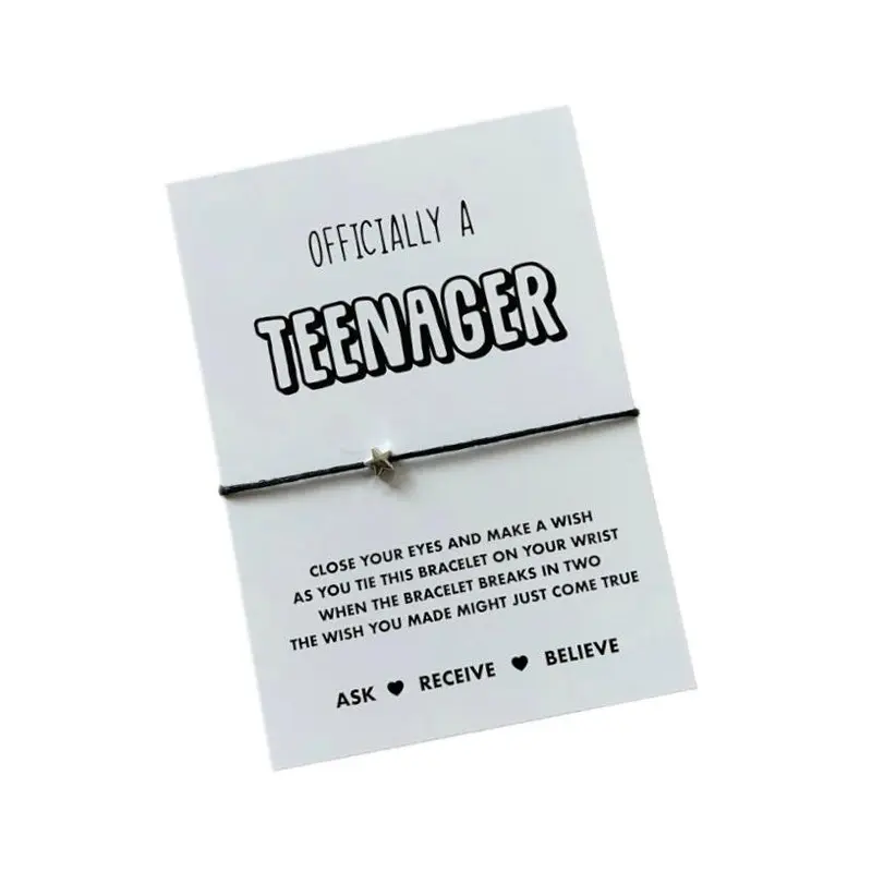 Teenager wish string bracelet Teenager gift 13th birthday gift Present for turning 13 Gift for becoming a teenager Teenage present Teenager card Teenager bracelet 13th birthday gift 13th birthday card Officially a teenager gift 0