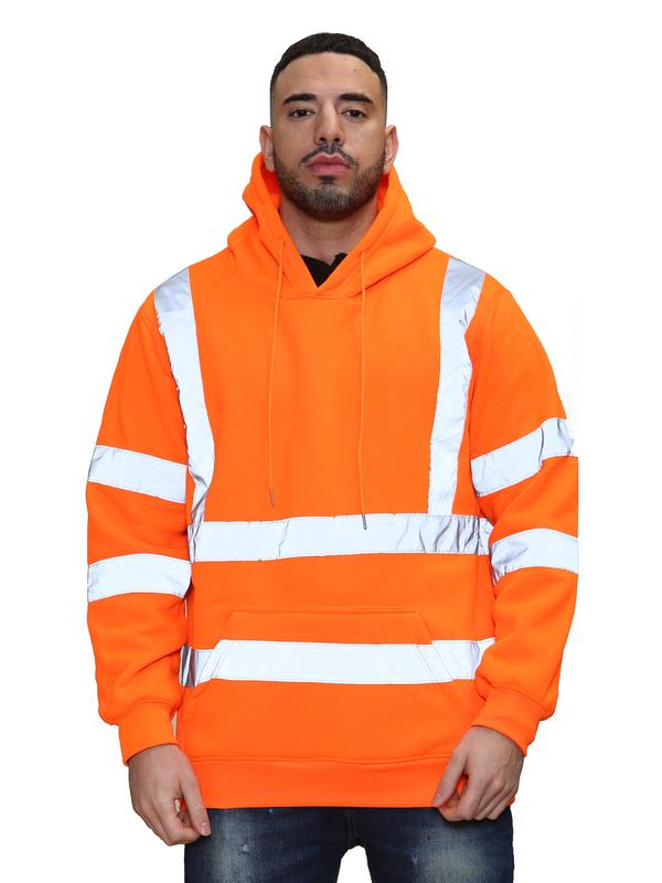 Men's Hi Vis Viz Tracksuit Pullover Hoodie & Jogging Bottom Trouser - High Visibility Safety Security Work Wear Sweatsuit Set 2