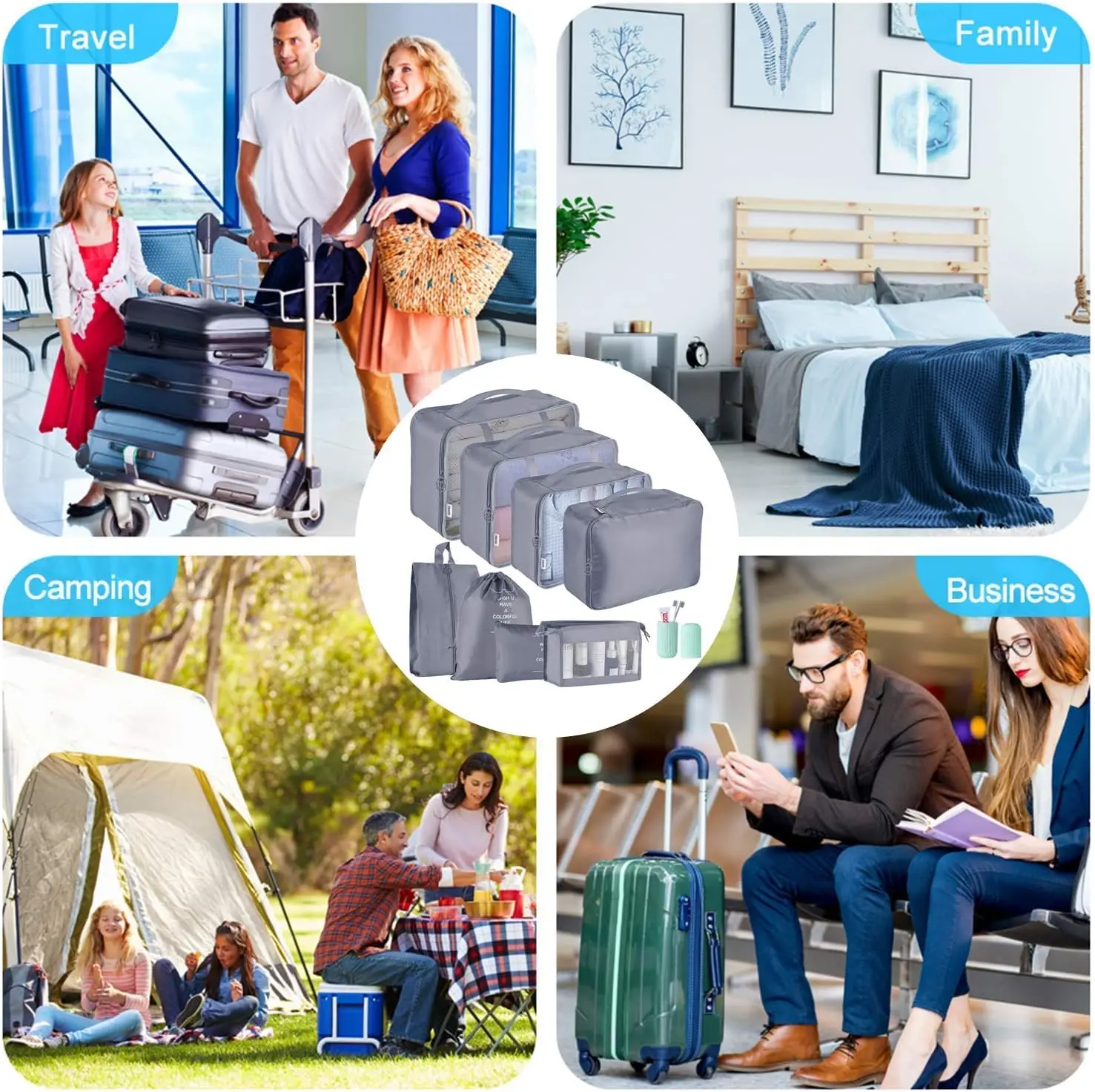 Packing Cubes for Suitcase,Geediar 9 PCS Travel Luggage Packing Organizers Waterproof Travel Essentials Bag Clothes Shoes Cosmetics Toiletries Storage...