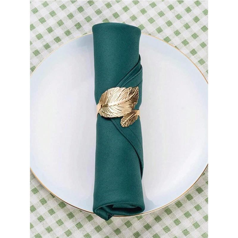 6pcs Leaf Design Napkin Ring, Minimalist Stainless Steel Napkin Holder Ring For Dinner Table Valentine DAY, Valentines Wedding, Birthday 2