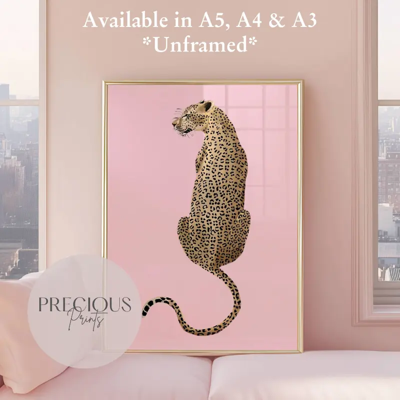 Set of 3 Trendy Prints Pink / Leopard Cheetah Print / Pink 8 Ball Lucky Trendy Wall Art Gallery Preppy Chic Luxury Home Decor / Colourful Wall Art / A5 A4 A3 Unframed / Fast Cheap Delivery / Giclee Poster Artistic Photo Room 4