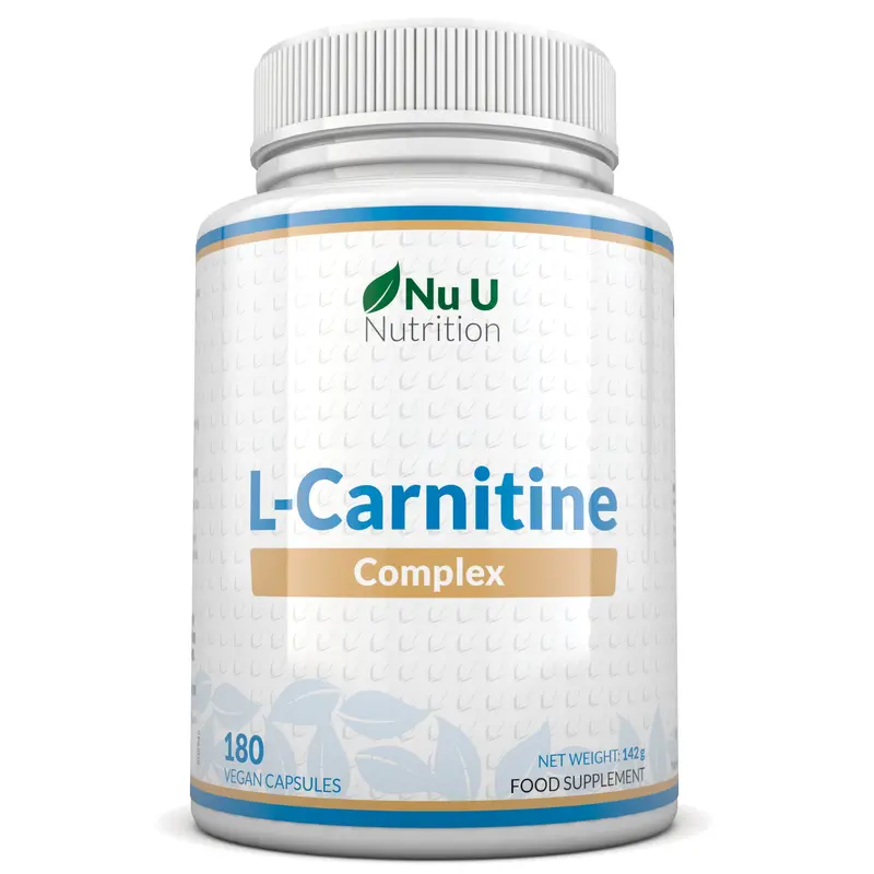 L-Carnitine Complex 2200mg - 180 High Strength Vegan Capsules - with Riboflavin, Biotin, Chromium, Vitamin D, B3 & B6 - L Carnitine Tartrate Supplement - Made in The UK - Nu U Nutrition 0