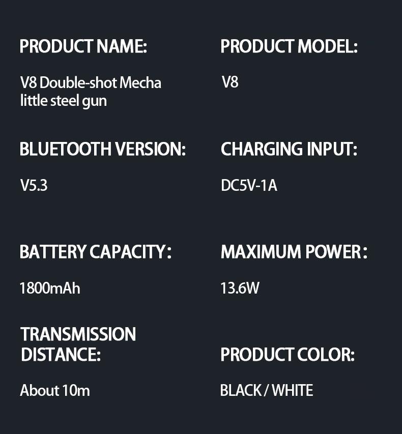 Product Introduction of New transparent dazzle colour light bluetooth speaker V8/small steel cannon bass/support tandem mecha 9