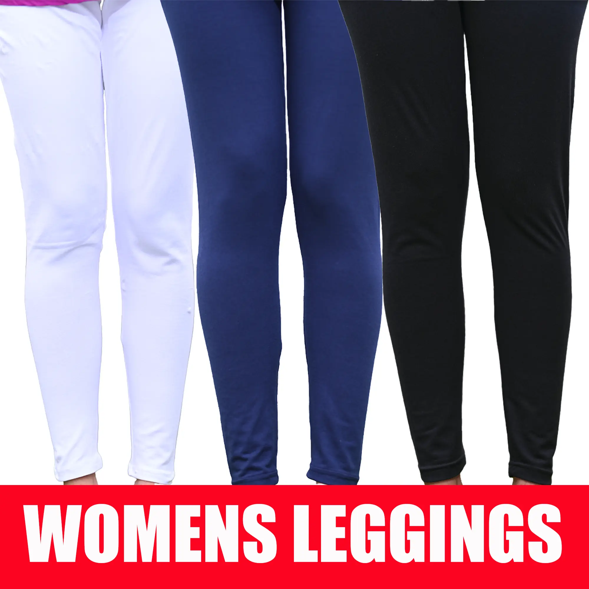 Pack Of 2 Womens Ladies Leggings Cotton Plain Full Length Black + Colours