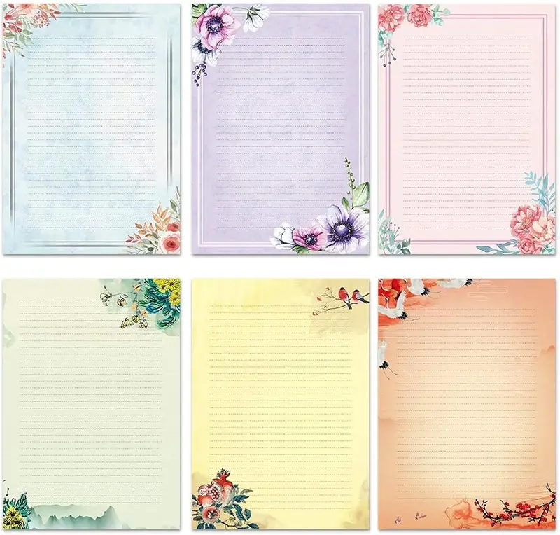 A4 Floral Stationery Paper and Envelopes Set, 48 Pieces Letter Writing Paper with 24 pc Self-Sealing Envelopes, 100gsm 3