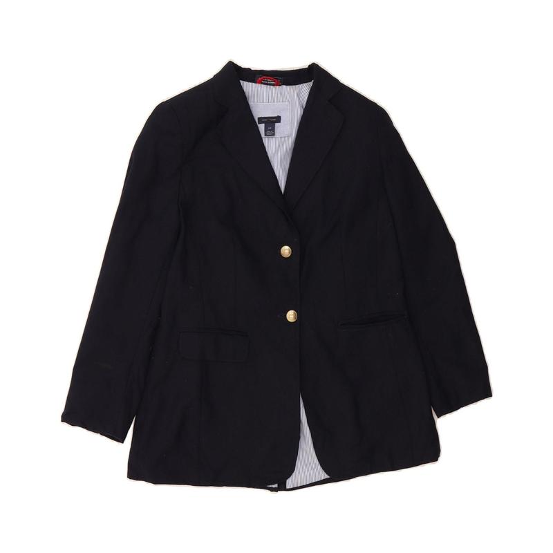 Pre-Owned Vintage TOMMY HILFIGER Womens 2 Button Blazer Jacket UK 10 Small Navy Blue 1