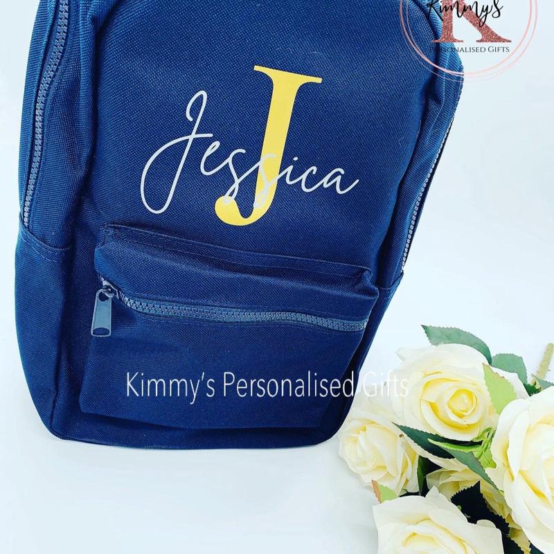 Navy backpack, personalised backpack, nursery backpack, personalised changing bag, back to school bag, children’s backpack 1