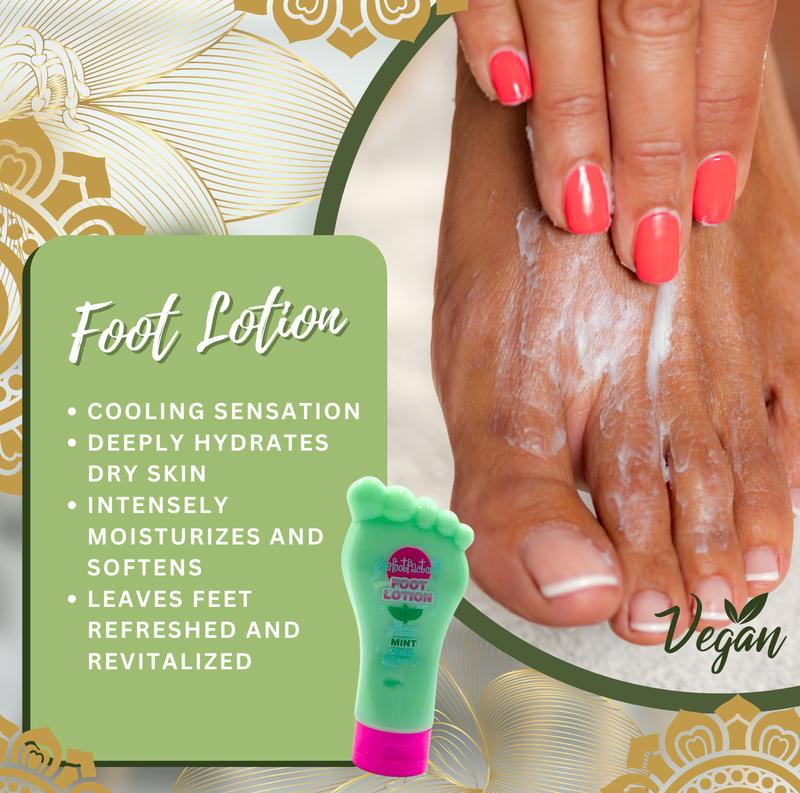The Foot Factory Hydrating Soothing Soak Foot Scrub Nourishing Lotion Mint Set for Softer Moisturized Nails and Smoother Silky Feet - Moisturiser and Exfoliator Exfoliant Foot Scrub Moisture Moisturizing Hydrate 3