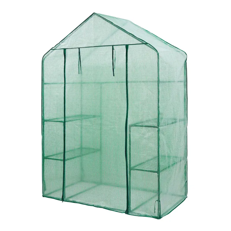 Walk In Greenhouse Compact Green House with 4 Shelves and Weatherproof PE Plastic Cover Plant House/Grow House for Garden and Outdoor Roll up Zip Panel Door Easy No Tool Assembly 4