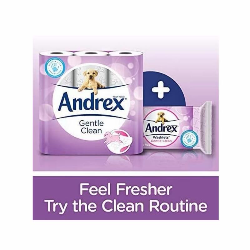 Andrex Gentle Clean Toilet Rolls 24 Toilet & Roll Pack Wipes 3