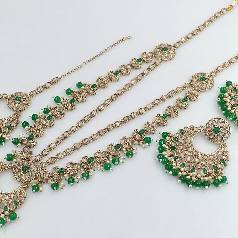 Beautiful Reverse Ad Long Mala Necklace with Tikka and earrings 2