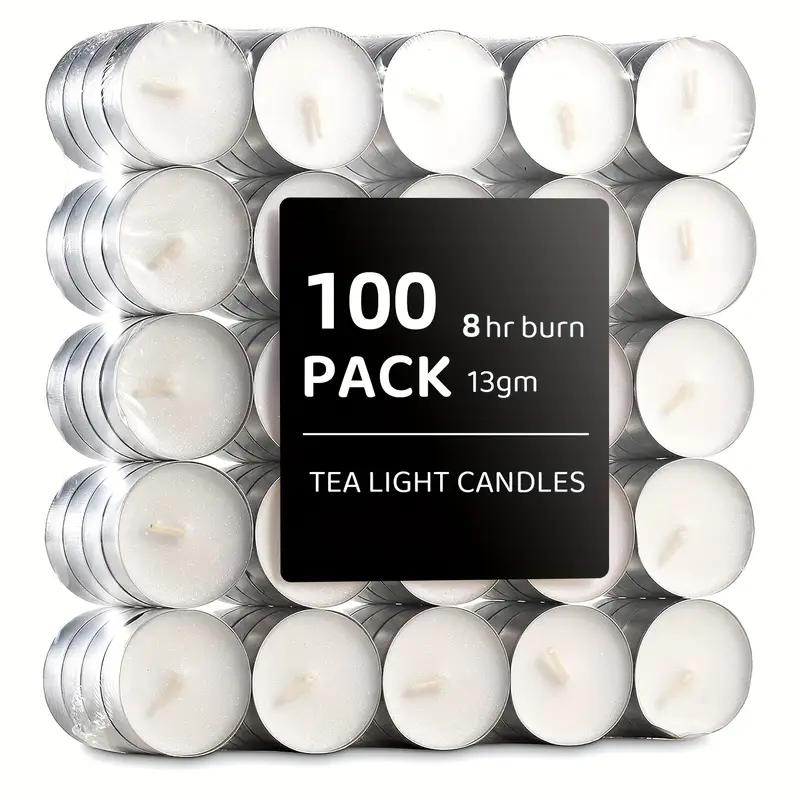 Product Introduction of 100pcs 8 Hour Tea Light, UNSCENTED Long Burning Tea Lights Candles White, Long Lasting Wicks Wax Tealight Candles, Tealight Candles for Weddings, Parties, Valentine's Day, Massage Decor Freshener 9