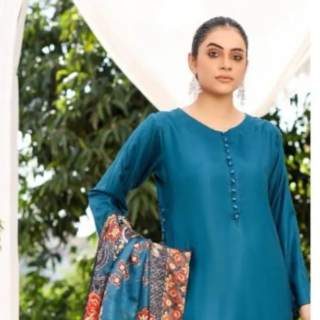 Ready to wear Hayat 3 pc suits linen with diamond wool shawl Shirt Womenswear