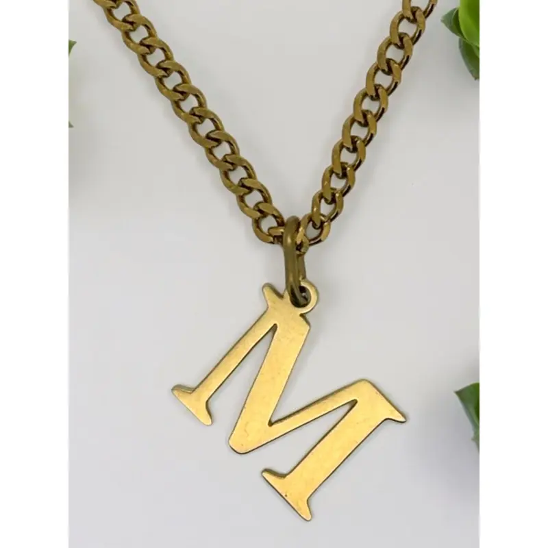 Classic initial necklace in silver or gold tone water resistant 3