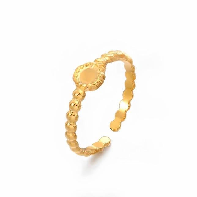 Bubble Pop Signet Gold Ring - Stainless Steel Tarnish Free & Adjustable 0