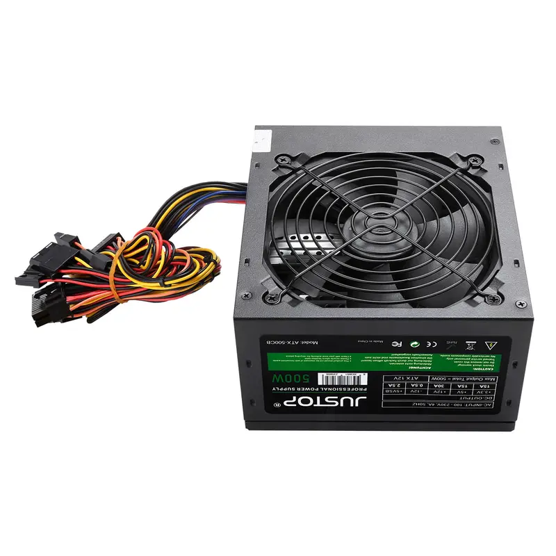JUSTOP 500W ATX Power Supply, 500W PSU, For Dekstop PC, 8-Pin 12V, SATA, Molex 2