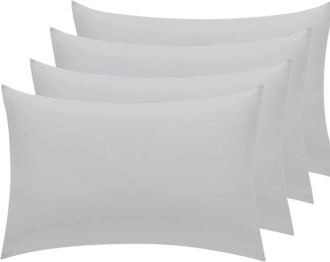 Aura Décor : Egyptian Cotton Pillow Cases 4 Pack - Hotel Quality Fabric, Wrinkle Free White Pillow Protectors (Standard 50x75 cm) 1