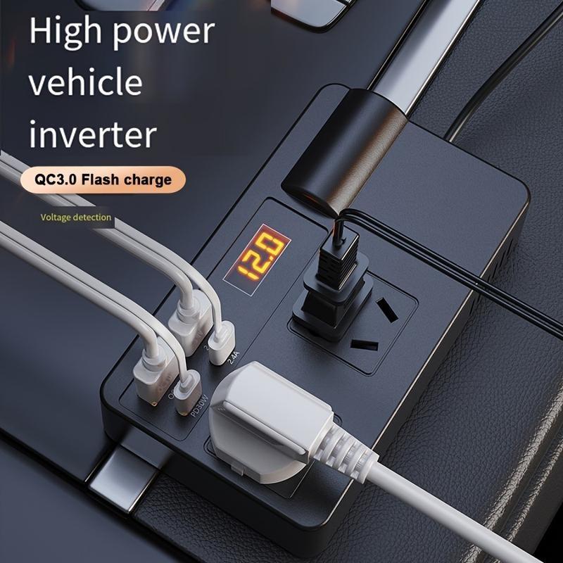 New car inverter 12v 24v to 220V fast charger USB + PD car power socket converter multifunctional electronic 3