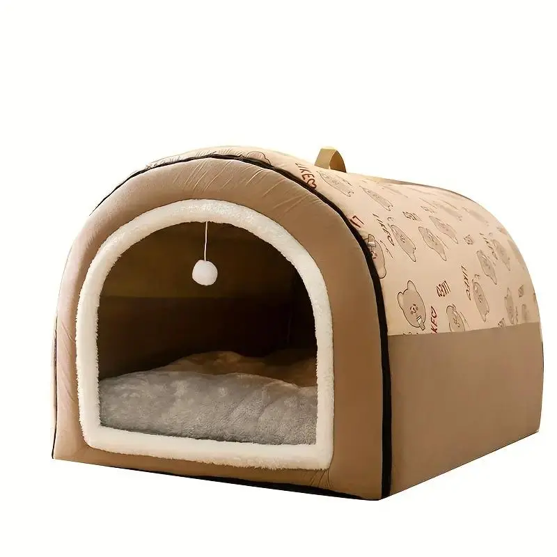 All-Season Cozy Pet Bed - Indoor/Outdoor Dog & Cat House, Warm Cave Nest for Small to Large Breeds 4