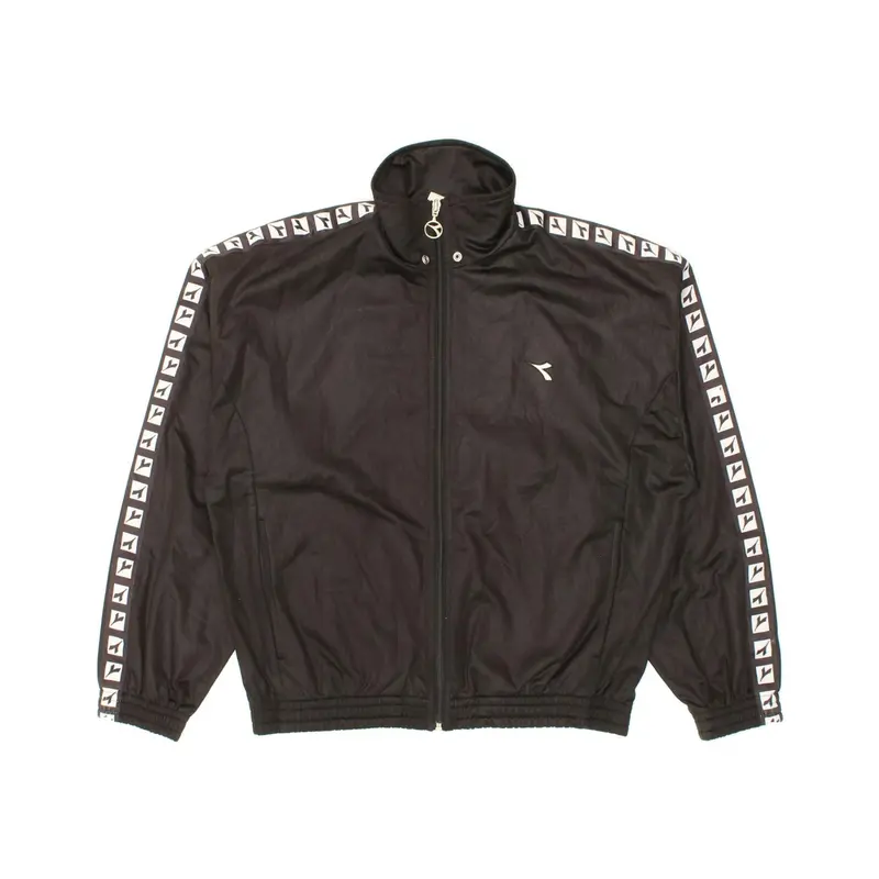 Pre-Owned Vintage DIADORA Womens Graphic Tracksuit Top Jacket UK 14 Large  Black Polyester 0