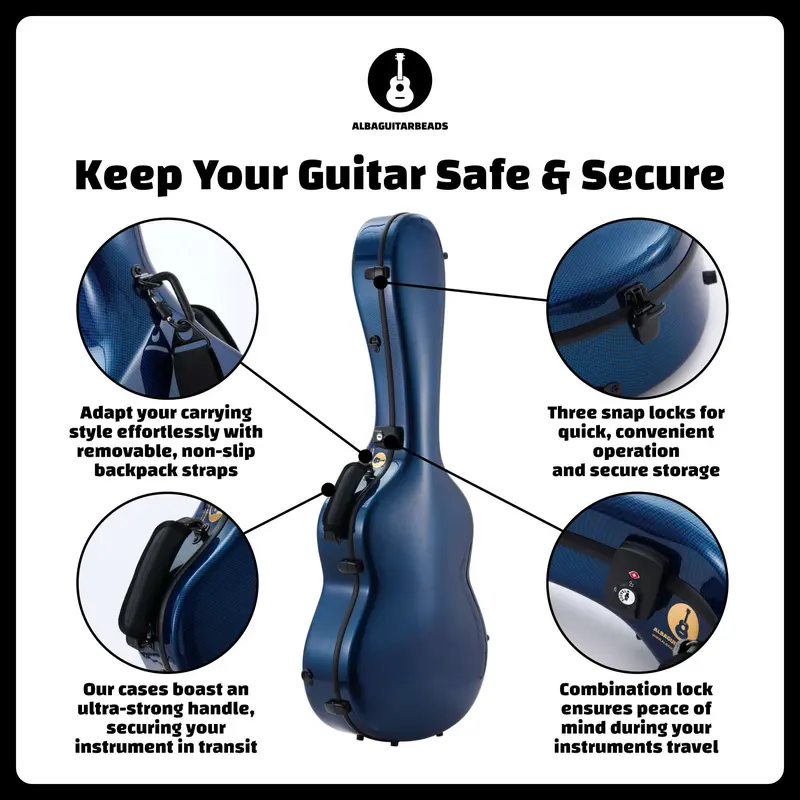 Alba Guitar Beads Case Blue Carbon Pattern Gloss for Classical Guitar Acoustic, Flamenco guitar case 1