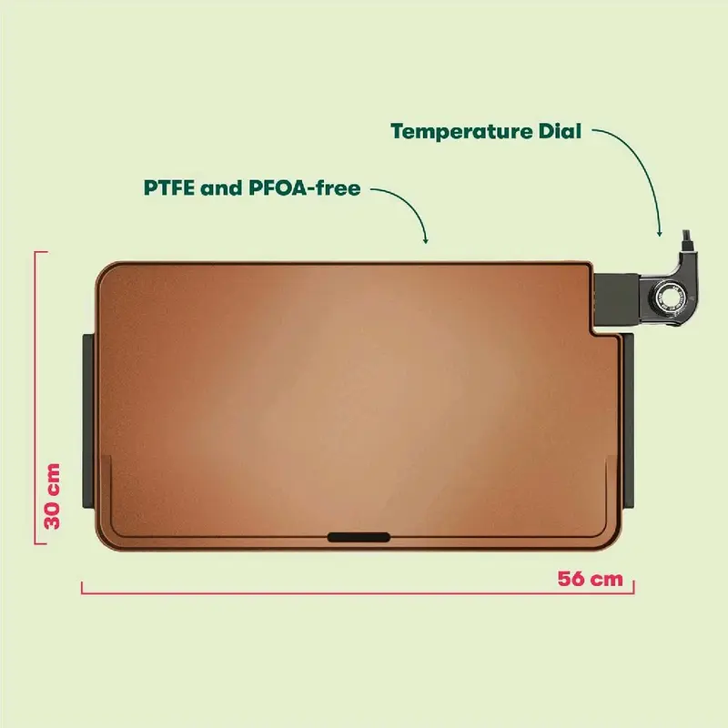 BELLA XL Electric Ceramic Titanium Griddle - Large Cooking Surface, Non-Stick Coating, Hassle-Free Clean Up, Copper/Black 4