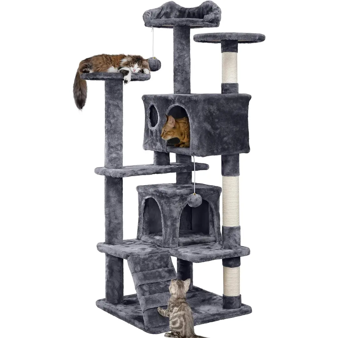 Cat Tree Tower Scratching Posts Multilevel Cat Climbing House with Condos & Ladder Cat Activity Centre for Indoor Cats,