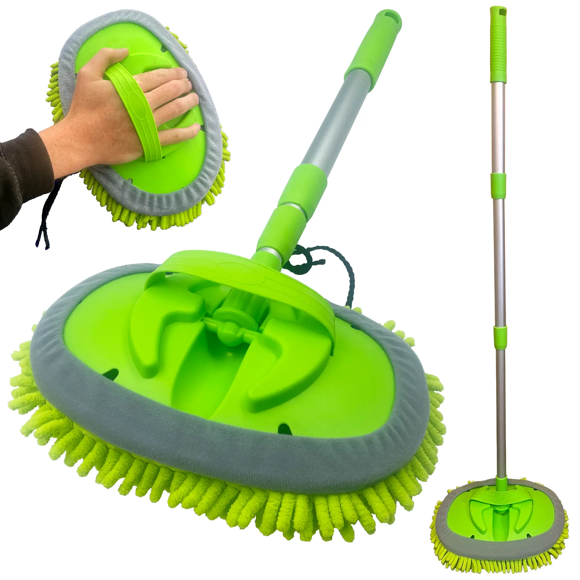 Car Wash Mop Car Cleaning Brush with Long Handle - Microfiber Wash Mitt with Long Reach Handle